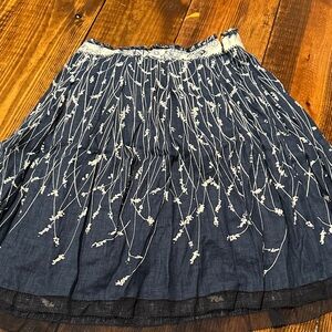 Elie Tahari Navy and White A-Line Skirt